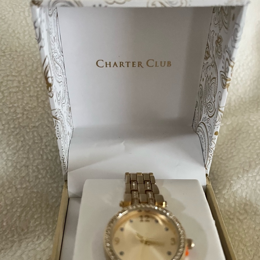 Gold Tone Rhinestone Watch - Picture 5 of 6